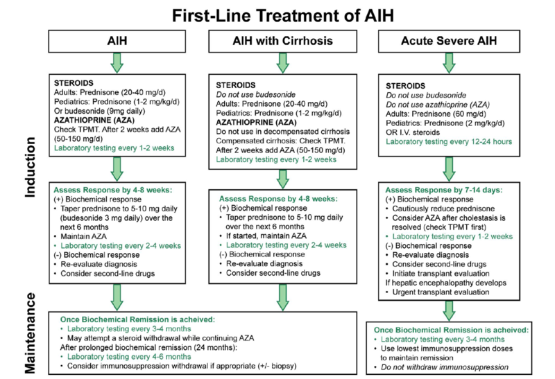 First-line treatment of AIH.